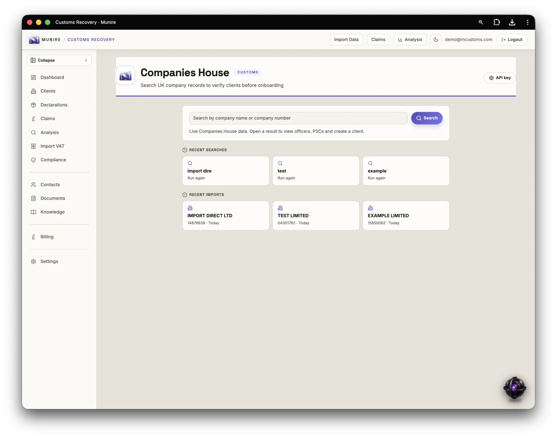 Companies House search